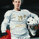 White long-sleeve goalkeeper jersey with Belfius logo, player number 79 on chest