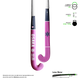 Pink hockey stick with white shaft and Osaka branding