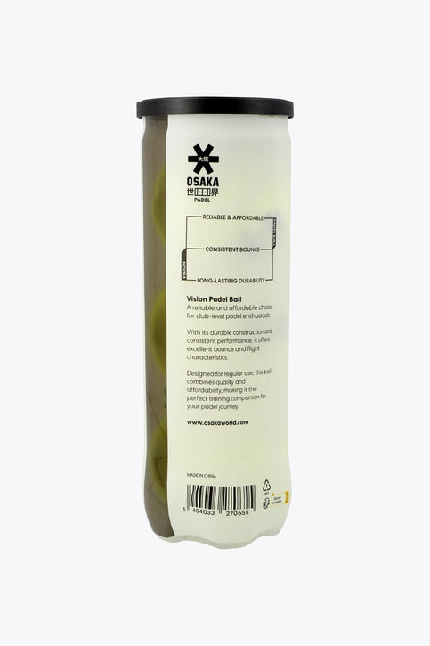 Osaka Vision Padel Ball - 3 Ball Can | No Color Osaka pro tour 3 padel balls in white tube. Front view