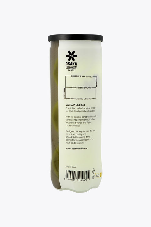 Osaka Vision Padel Ball - 3 Ball Can | No Color Osaka pro tour 3 padel balls in white tube. Front view