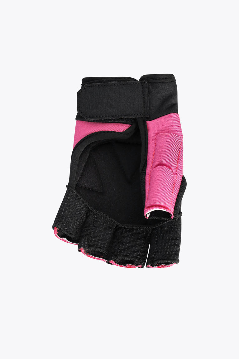 Hockey glove armadillo in black and pink with padded back and fingerless grip