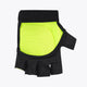 Lime and black hockey glove with black finger guard and padded palm