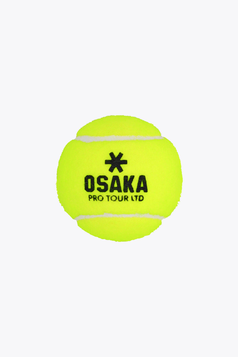 Neon green padel ball with Osaka Pro Tour LTD logo on front