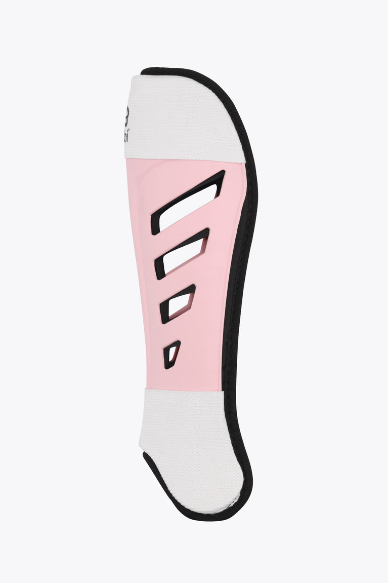 Yibbi Elite hockey shinguard, pastel pink side panel with black vented shell