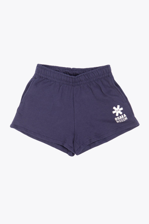 Osaka women shorts in navy with white logo. Front flatlay view