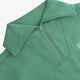 Osaka women half zip sweater green. Front detail flatlay view neck