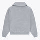Osaka women half zip sweater in heather grey with white logo. Back flatlay view