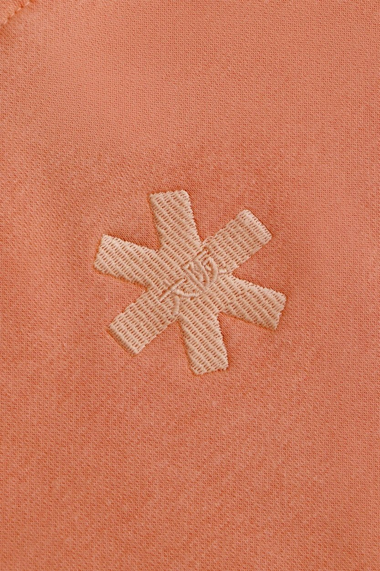 Osaka women hoodie in peach with white logo. Back detail logo view