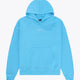 Osaka women hoodie in light blue with white logo. Front flatlay view