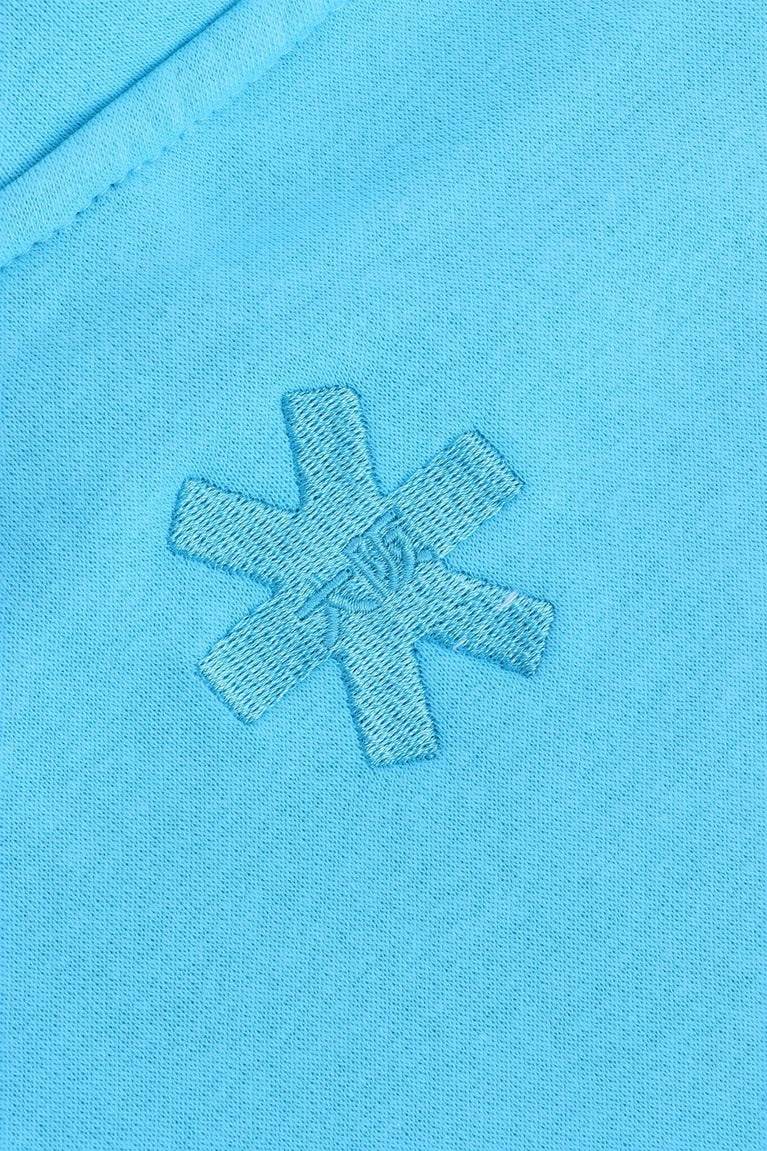 Osaka women hoodie in light blue with white logo. Back detail logo view