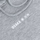 Osaka women hoodie in heather grey with white logo. Front detail logo view