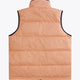 Osaka women padded gilet in peach with grey logo. Back flatlay view
