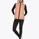 Woman wearing the Osaka women padded gilet in peach with grey logo. Front view