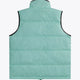 Osaka women padded gilet in green with grey logo. Back flatlay view