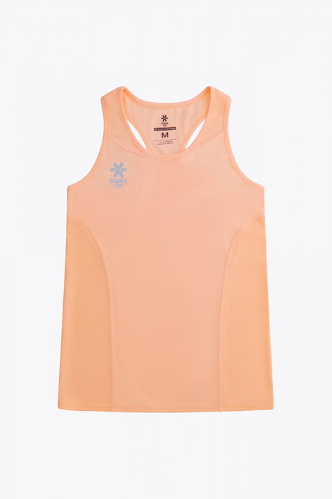 Osaka Women Singlet | Peach Osaka women singlet in peach with logo in grey. Front flatlay view