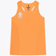 Osaka women singlet in orange with logo in grey. Front flatlay view