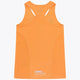 Osaka women singlet in orange with logo in grey. Back flatlay view