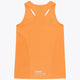 Osaka women singlet in orange with logo in grey. Back flatlay view
