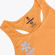 Osaka women singlet in orange with logo in grey. Front flatlay detail view