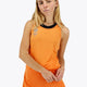 Osaka women singlet in orange with logo in grey. Front view