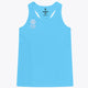Osaka women singlet in light blue with logo in grey. Front flatlay view