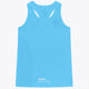 Osaka women singlet in light blue with logo in grey. Back flatlay view