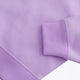 Osaka women sweater in light purple with logo in white. Front flatlay detail sleeve view