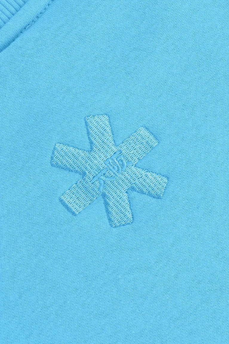 Osaka women sweater in light blue with logo in white. Back detail logo view