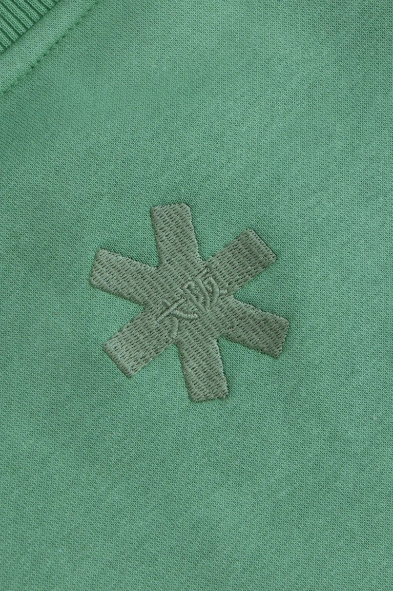 Osaka women sweater in green with logo in white. Back detail logo view