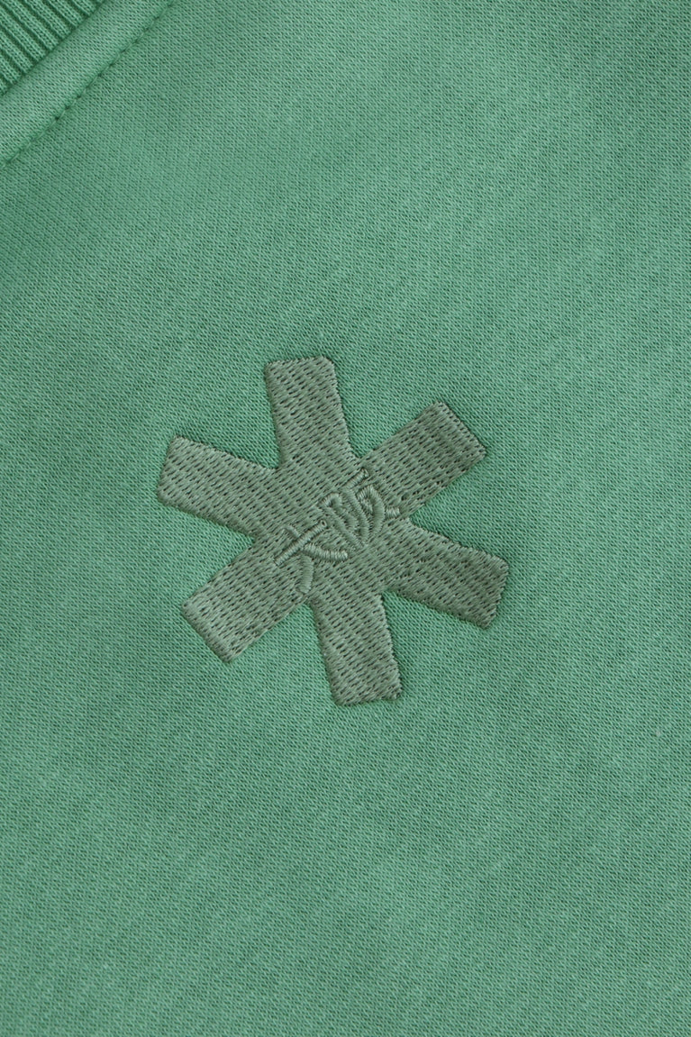 Osaka women sweater in green with logo in white. Back detail logo view