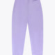 Osaka women sweatpants in light purple with logo in white. Back flatlay view