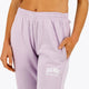 Osaka women sweatpants in light purple with logo in white. Front detail view