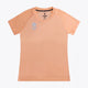 Osaka women tee short sleeve in peach with logo in grey. Front flatlay view