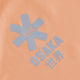Osaka women tee short sleeve in peach with logo in grey. Detail logo view