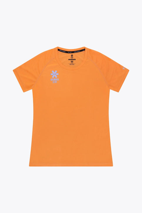 Osaka Women Tee Short Sleeve | Orange Osaka women tee short sleeve in orange with logo in grey. Front flatlay view