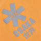 Osaka women tee short sleeve in orange with logo in grey. Detail logo view
