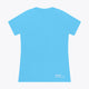 Osaka women tee short sleeve in light blue with logo in grey. Back flatlay view