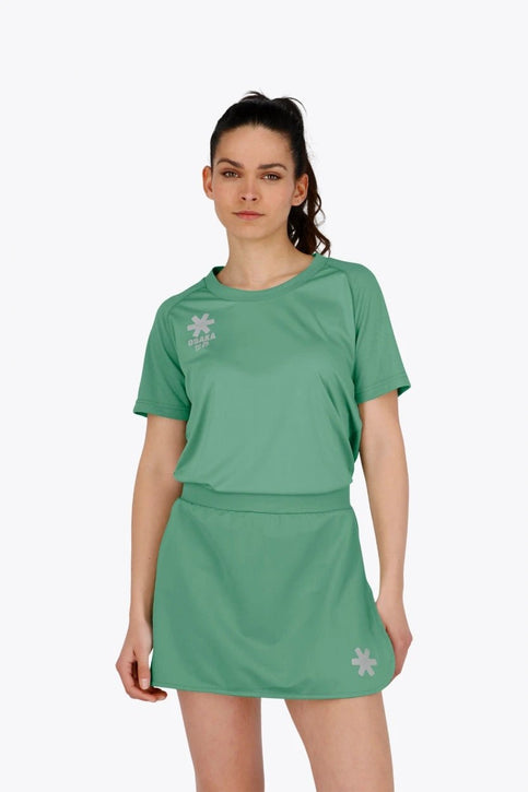 Osaka Women Tee Short Sleeve | Green Osaka women tee short sleeve in green with logo in grey. Front flatlay view