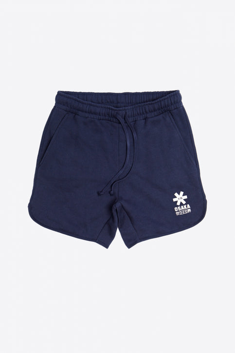 Osaka court classic short for men in navy with white logo. Front flatlay view