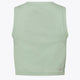 Osaka women tech tank top in jadeite with logo in grey. Back flatlay view