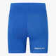Osaka women tech short thights in princess blue with grey logo. Back flatlay view