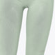 Osaka women shimuresu leggin in jadeite with logo in grey. Front detail view