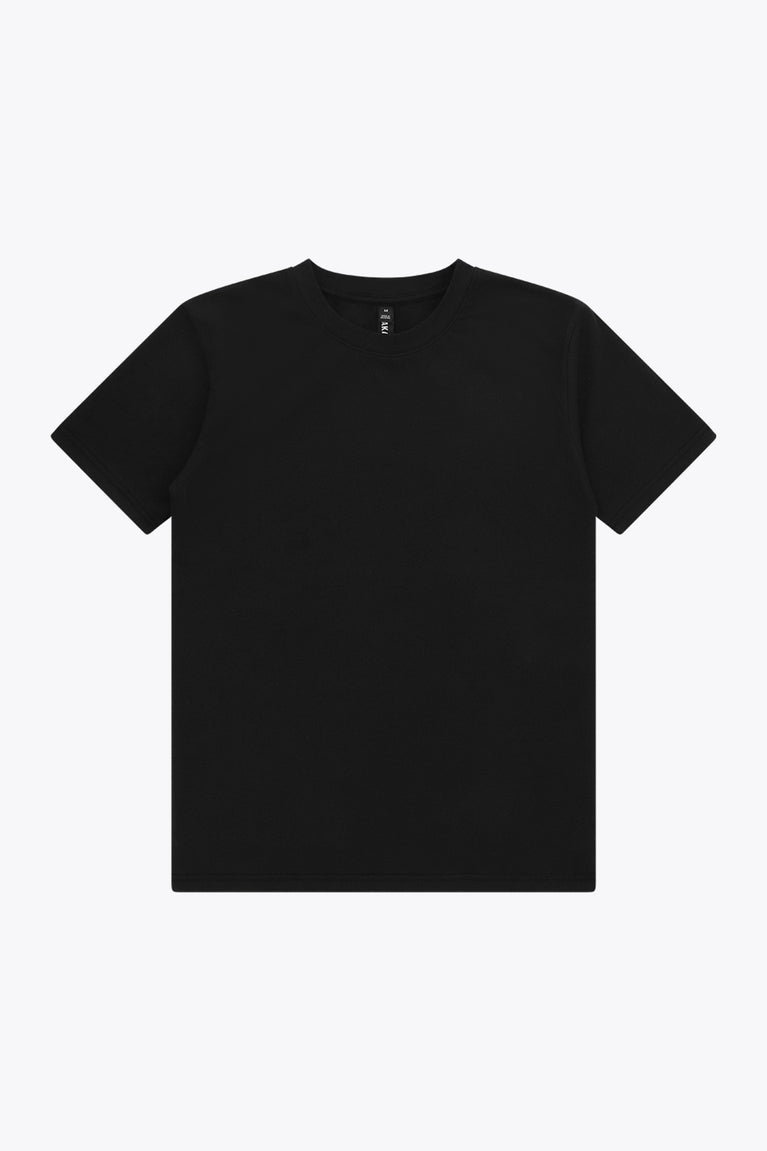 Osaka unisex basic tee in black. Front flatlay view