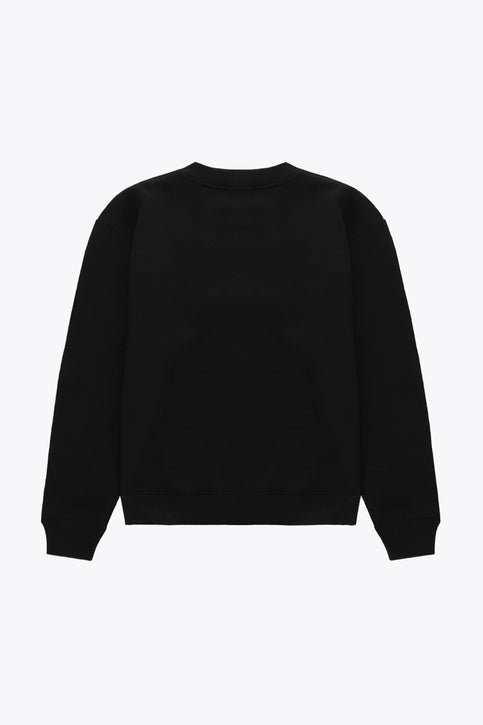 Osaka unisex sweater signature black with white logo. Front flatlay view