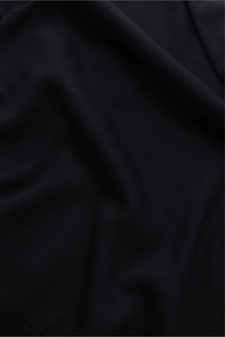 Osaka unisex sweater signature black with white logo. Detail material view