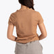 Woman wearing the Osaka women short sleeve tee in camel. Back view