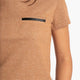 Woman wearing the Osaka women short sleeve tee in camel. Detail front view