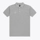 Osaka unisex basic polo in grey with grey logo. Front flatlay view