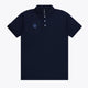 Osaka unisex basic polo in navy with navy logo. Front flatlay view
