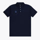 Osaka unisex basic polo in navy with navy logo. Front flatlay view